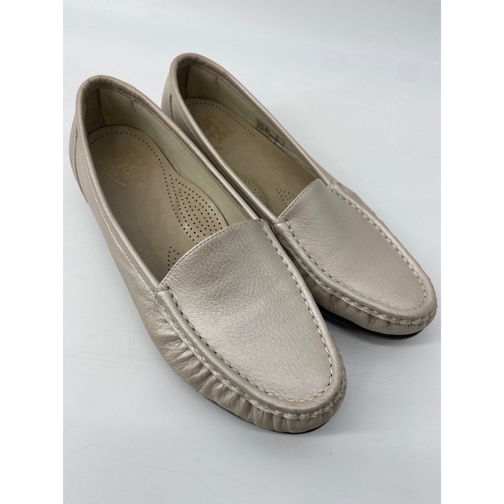 SAS Shoes Womens 9 Wide Simplify Moccasin Loafer Comfort Walking Metallic Flats